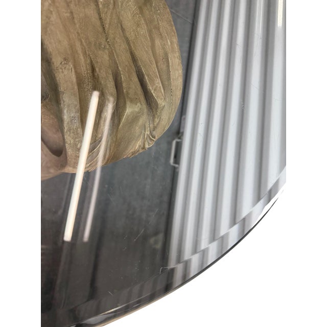 Ballard Designs Attributed Neoclassical Glass Top Pedestal Dining Side Table For Sale - Image 12 of 12