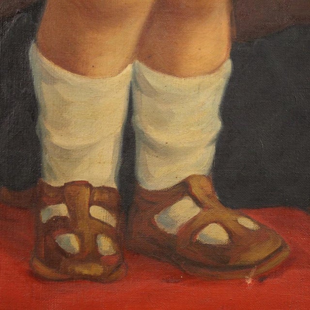 Italian Artist, Portrait of a Child, 1921, Oil on Canvas For Sale - Image 12 of 17