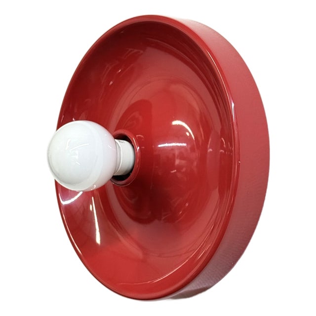 Space Age Red Disc Lamp from Enrico Tronconi, 1970s For Sale