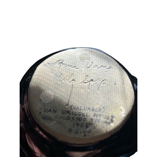 Ceramic Mid-Century Anna Van Briggle Black and Blue Lava Glaze Art Pottery Vase Colorado Springs 1961 For Sale - Image 7 of 7