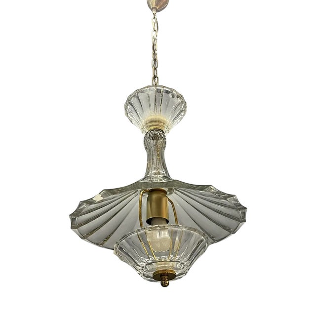 Vintage Crystal Pendant Light from Caldier, Italy, 1970s For Sale