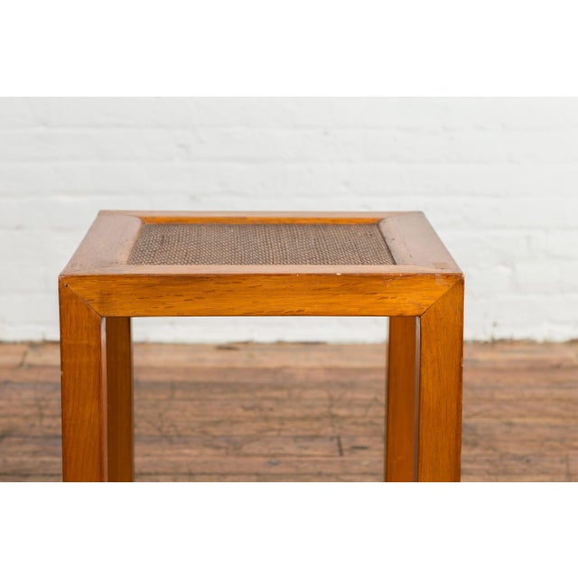Early 20th Century Chinese 1900s Late Qing Dynasty Side Table or Stool with Rattan Inset Top For Sale - Image 5 of 13