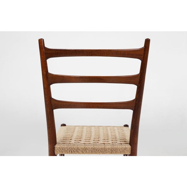 Vintage Belgian Teak Dining Chairs with Braided Rope Seat, 1960s, Set of 2 For Sale - Image 12 of 15