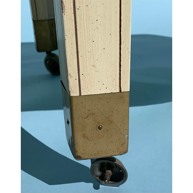 Wood 1960s Vintage Mid Century Ottomans on Brass Casters, Set of 2 For Sale - Image 7 of 9