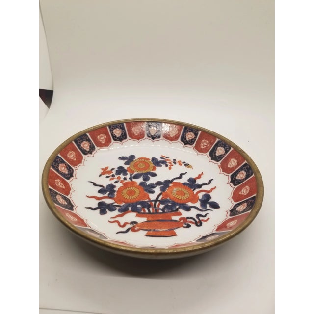 Vintage Brass Encased Imari Porcelain Plate ready for your decor