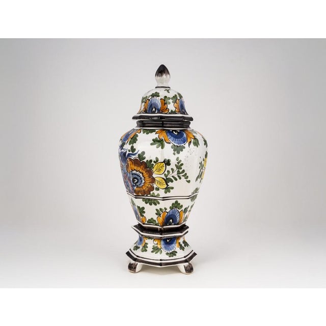 Vintage Polychrome Garniture Set by Oud Delft, 1940s, Set of 3 For Sale - Image 14 of 18