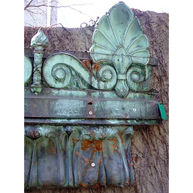 Antique Oxidized Copper Building Fragment Beaux-Arts Style Repousse For Sale - Image 4 of 12