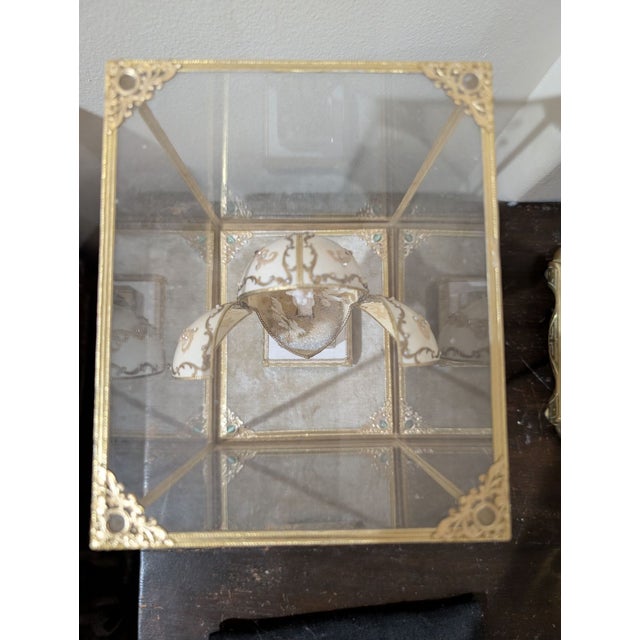 Mid 20th Century Fabergé-Style Vintage Devotional Goose Egg With Madonna & Child in Glass Display Case For Sale - Image 5 of 8