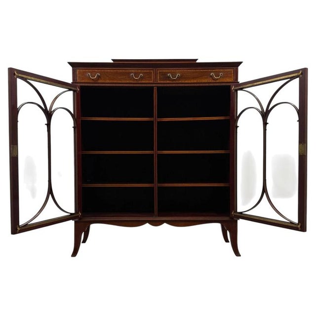 Antique English Mahogany Glazed Display Cabinet Vitrine, 1800s For Sale - Image 3 of 13