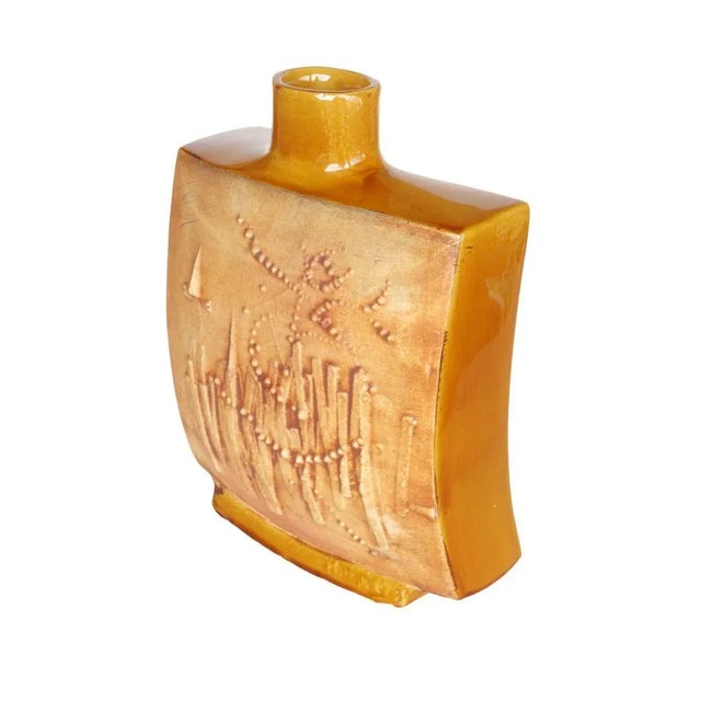 Gilbert Portanier Vallauris, France About 1950 Ceramic vase Abstract decoration in relief Brand in the pasta and signature...