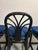 1970s Vintage Rattan Counter Stools Trio Blue Seats Fan Back For Sale - Image 9 of 12