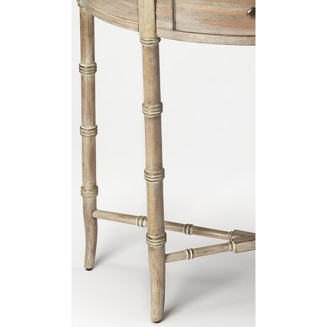 Traditional Skilling 31 in. W Specialty Demilune Shape Wood 1 Drawer Console Table, DriftWood For Sale - Image 3 of 4
