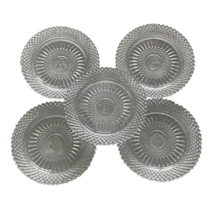 Fostoria Glass Crystal Plates 1978 Fostoria Stratton Pattern Crystal Plates - Set of 5