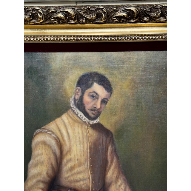 1969 Oil on Canvas Reproduction Giovanni Battista Moroni of Il Sarto 'The Tailor' - Framed For Sale In Seattle - Image 6 of 17