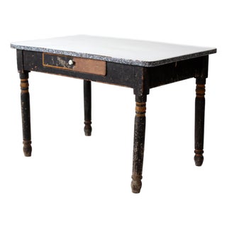 Antique Enamel Top Kitchen Table For Sale