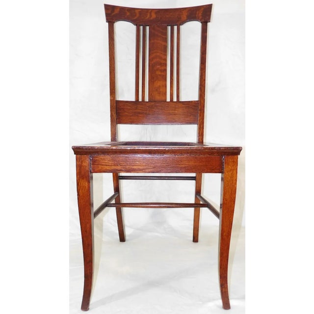 English Antique Dunn & Salisbury Keene, Nh - Tiger Oak Dining/Side Chairs Pair ~ 1880s to Early 1900s Vintage For Sale - Image 3 of 17