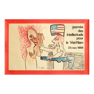 1968 Original French Political Poster, Journée Des Intellectuels Pour Le Vietnam (Two People) - Matta For Sale