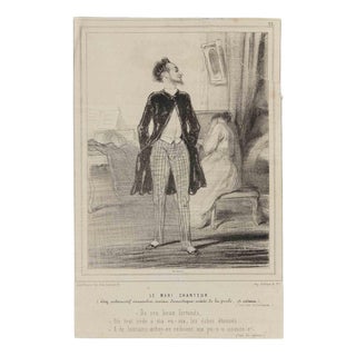 Paul Gavarni, Le Mari Chanteur (The Singing Husband), 19th Century, Lithograph For Sale