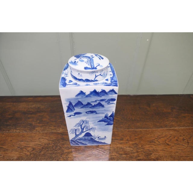 Large Willow Pattern Storage Canister, Ginger Jar This beautiful looking large piece is unusually tall and square it is...