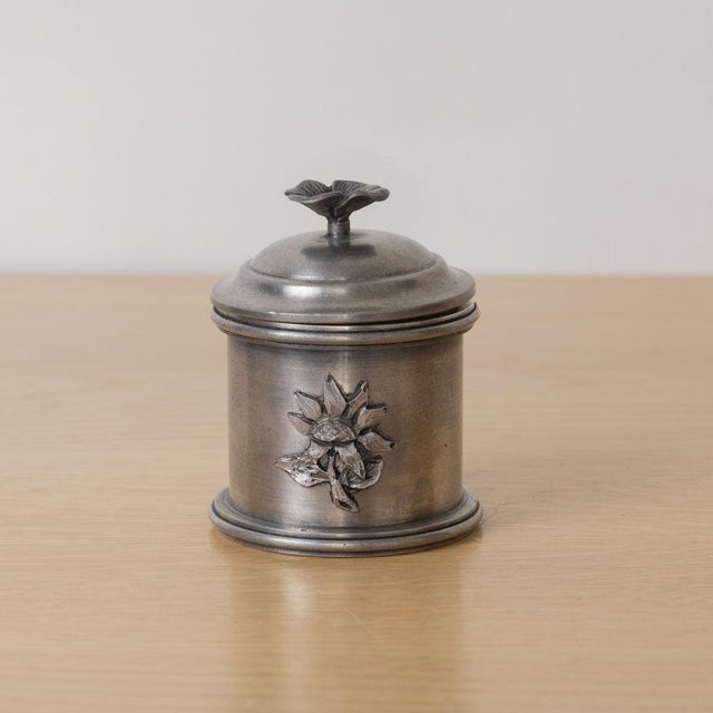 1930s 1930s French Pewter Floral Canisters, Set of 3 For Sale - Image 5 of 15