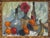 A lively and confident still life by Lou Burnett, signed lower left. The composition arranges oranges, grapes, an apple,...