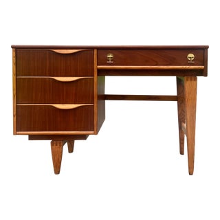 Vintage Mid Century Stanley Walnut and Oak Desk - Newly Refinished For Sale