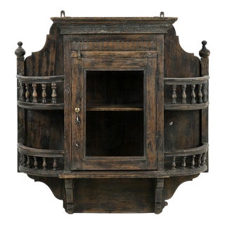 Carved Solid Wood Wall Display Case For Sale
