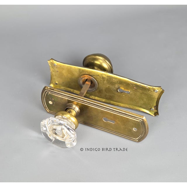 1900's Antique Arts & Crafts Front Door Handle Set A beautifully made hardware set features elegant combination of bronze...