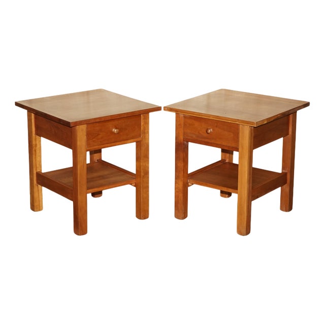 Cherrywood Side Tables or Nightstands from Harrods London, Set of 2 For Sale