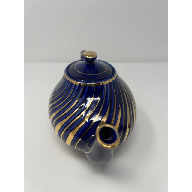 Arthur Wood Cobalt & Gilt Teapot | English Staffordshire, C. 1930s For Sale In Seattle - Image 6 of 12