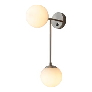 Duo Modern Contemporary Wall Sconce - Satin Nickel, Plug-In For Sale