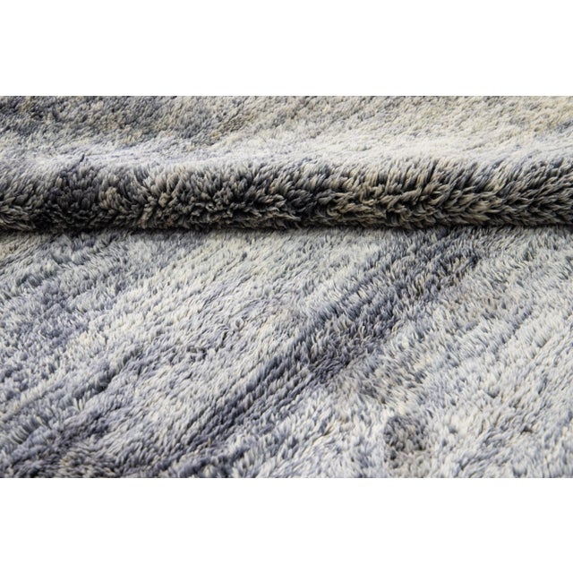 Abstract Modern Moroccan Handmade Gray Wool Rug For Sale - Image 11 of 12
