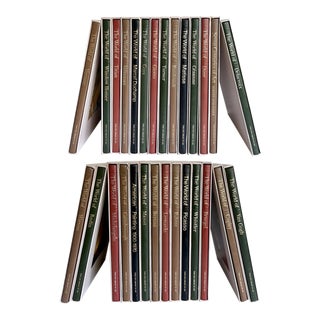 1972 Complete Set of 28 World of Art Hardcover Leather Books For Sale