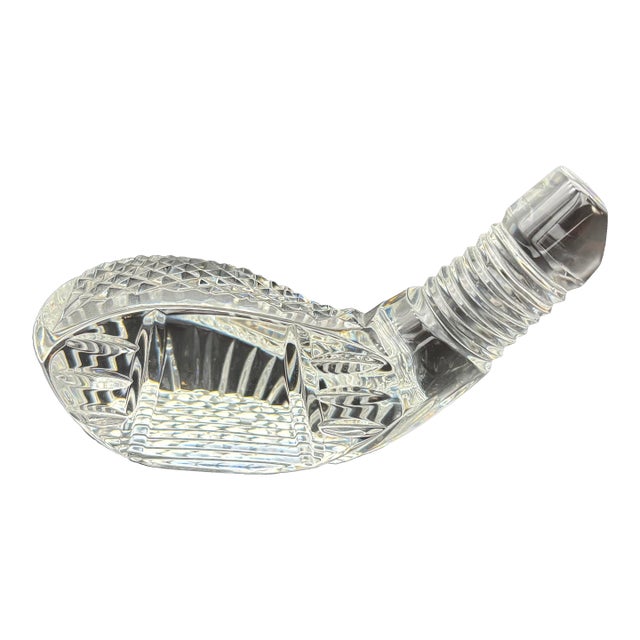 1990s Waterford Crystal Golf Club Driver Head Paperweight Collectible For Sale