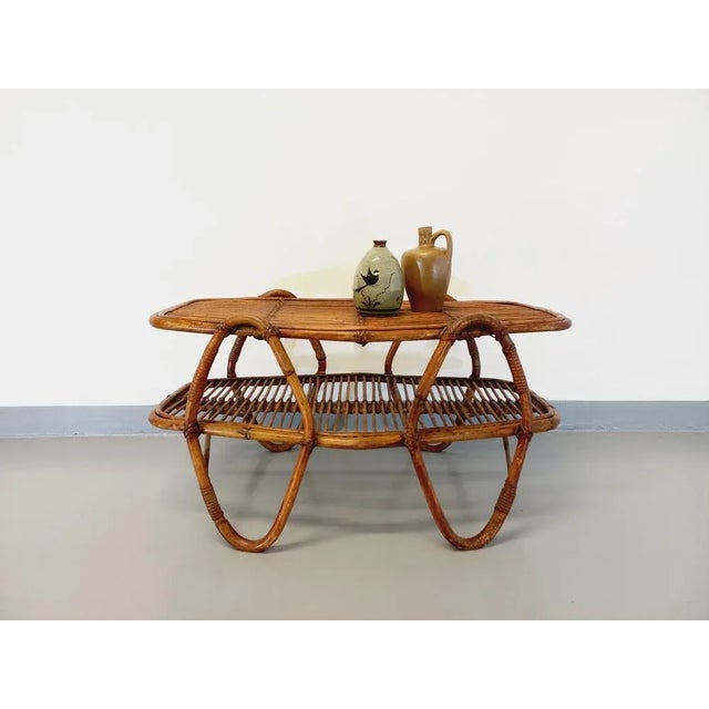 Coffee Table with Vintage Rattan Sequel Tray, 1960s For Sale - Image 10 of 11