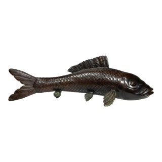 Antique Large Japanese Meiji Period Bronze Fish Sculpture For Sale