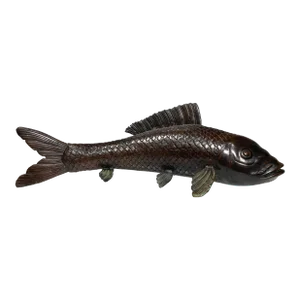 Antique Large Japanese Meiji Period Bronze Fish Sculpture