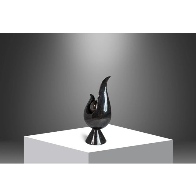 Post Modern Two-Piece Sculpture in Solid Black Marble, Usa, C. 1980's For Sale - Image 4 of 12