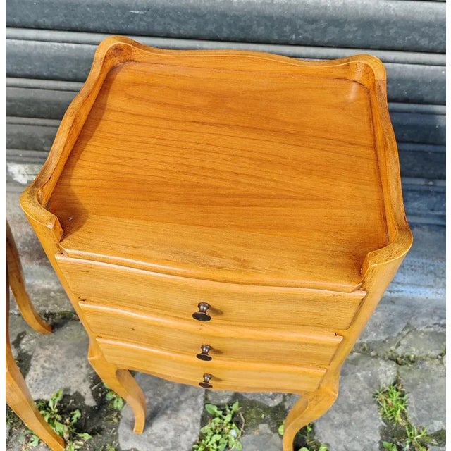 Curved Beech Bedside Tables, 1970s, Set of 2 For Sale - Image 3 of 9