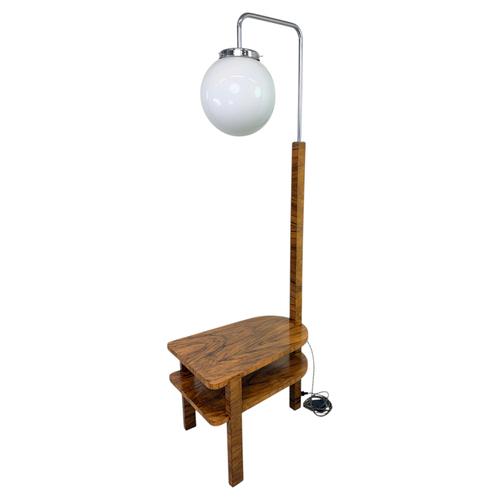 Art Deco Floor Lamp with Integrated Side Table by Jindřich Halabala for Up Závody, 1930s For Sale - Image 12 of 12