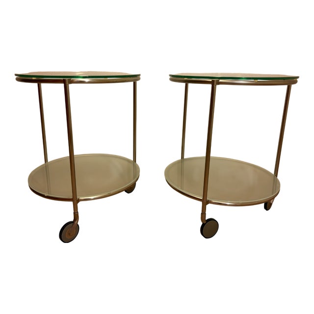 Vintage Strind Two-Tiered Glass Trolleys by Ehlen Johansson for Ikea, 1980, Set of 2 For Sale