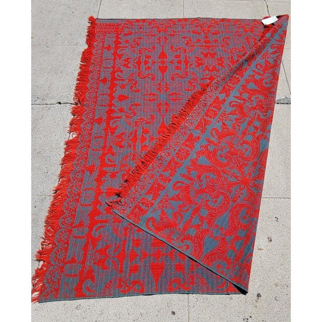19thc Red & Blue Dated 1860 Coverlet From Pa. For Sale - Image 10 of 13