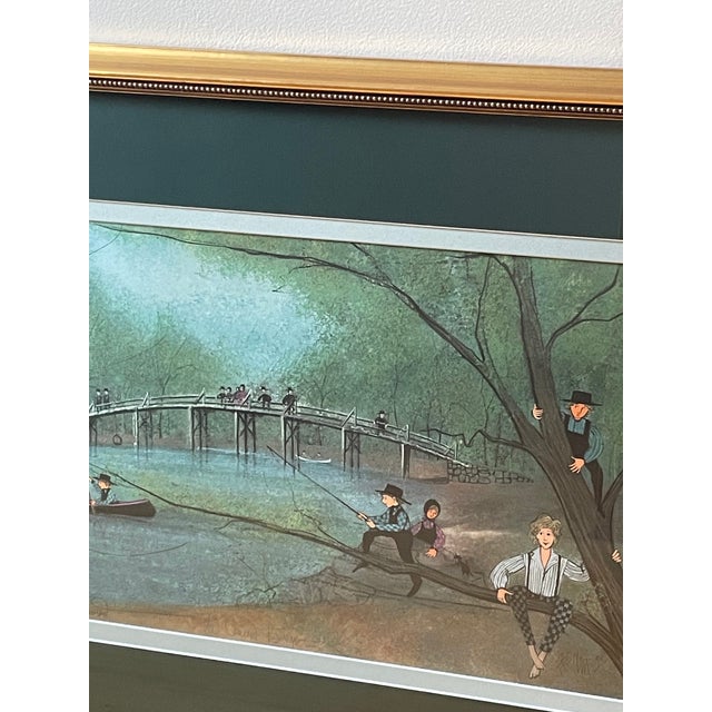 Wood P. Buckley Moss "Concord Bridge" Signed Lithograph 63/1000 Framed Matted For Sale - Image 7 of 17