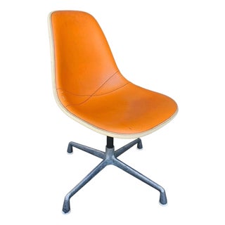 Mid Century Herman Miller Orange Ninyl Upholstered PSC Chair For Sale