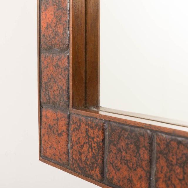 Mid-Century Modern Mid-Century Modern Danish Mirror with Ceramic Tiles by T.W. Spejlet, 1970s For Sale - Image 3 of 8