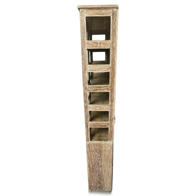 Farmhouse Mid 20th Century Vintage Colonial Narrow Vitrine Cabinet For Sale - Image 3 of 8