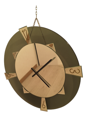 Wall Clock in Smoked Glass, 1970s