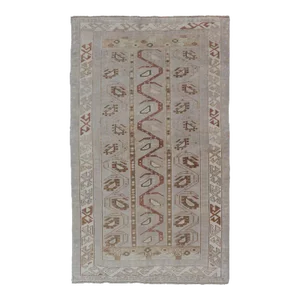 Vintage Turkish Oushak Unique Tribal Design in Earth Tones 3'5"x6'2"