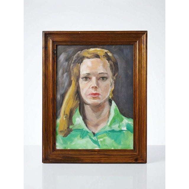 Portrait of Woman in Green, Oil on Canvas, 1980s, Framed For Sale - Image 16 of 16
