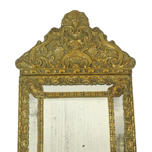 Baroque Cushion Mirror Repousse Faceted Mirror France, 1890s For Sale - Image 3 of 18
